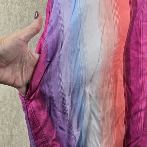 Rainbow Striped Button-Up Maxi Dress With Pockets 1XL - Picture 3 of 8